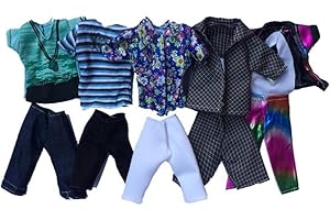 Clothing Summer Sport Fashion Shirts and Shorts for Ken Doll Random Style 5Set, Dollhoues Accessories