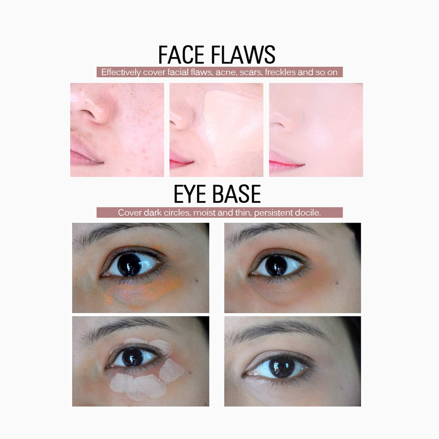 SACE LADY Waterproof Full Coverage Concealer Makeup Kit with Primer Sponge - Matte Liquid Foundation for Face, Eye, and Acne Scar Cover