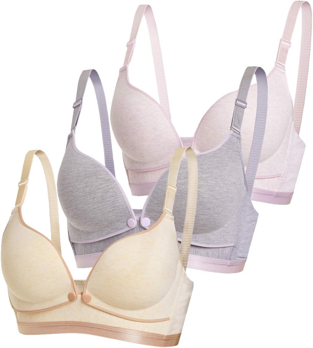 Ancdream Cotton Front Clip Women Nursing Bra Push Up Maternity Sleep Bra Underwire Free