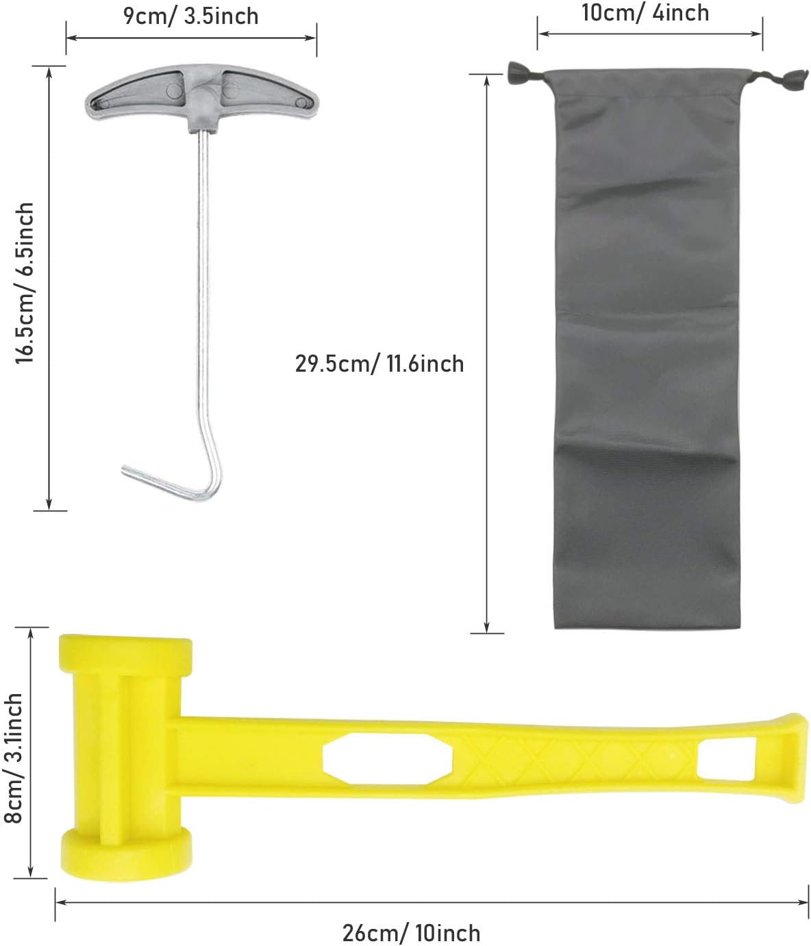 Allazone 20 PCS Aluminum Lightweight Tent Stakes Set, Camping Tent Stakes Accessories Kit, 10