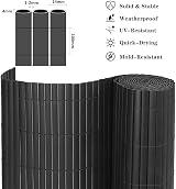 INMOZATA PVC Garden Screening 1.5m High Privacy Fence Grey 5m view 2