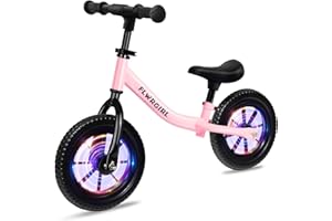 Flwrgirl Balance Bike 2 Year Old,Colorful Lighting Toddler Balance Bike 2 3 4 5 Year Old,Adjustable Height Toys for Ages 2-4 Boys Girls,12 Inch 2 3 4 Year Old Boy Girl Birthday Gift