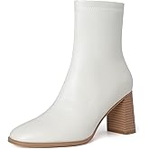 GOUPSKY Ankle Boots for Women Chunky Block Heel Boots Square Toe Side Zipper Short Women's Booties