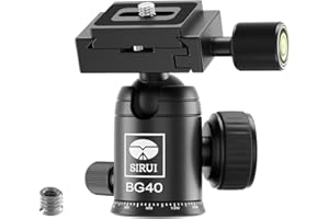 SIRUI Camera Tripod Ball Head, 10KG/22.05lbs Loading Capacity, 360°Panning Base, Aluminum Build Quality, Safety Lock, Universal Mounting Plate for Easy Attachment (BG-40 Ball Head)