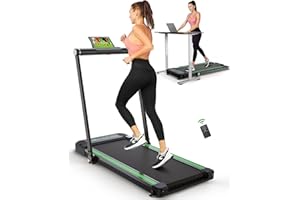 THERUN 2.5HP Treadmill, 2 in 1 Under Desk Walking Pad Treadmill, Electric Compact Space Folding Treadmill for Home Office with LED Touch Screen | 0.6-7.6MPH | Wider Running Belt, No Assembly Needed