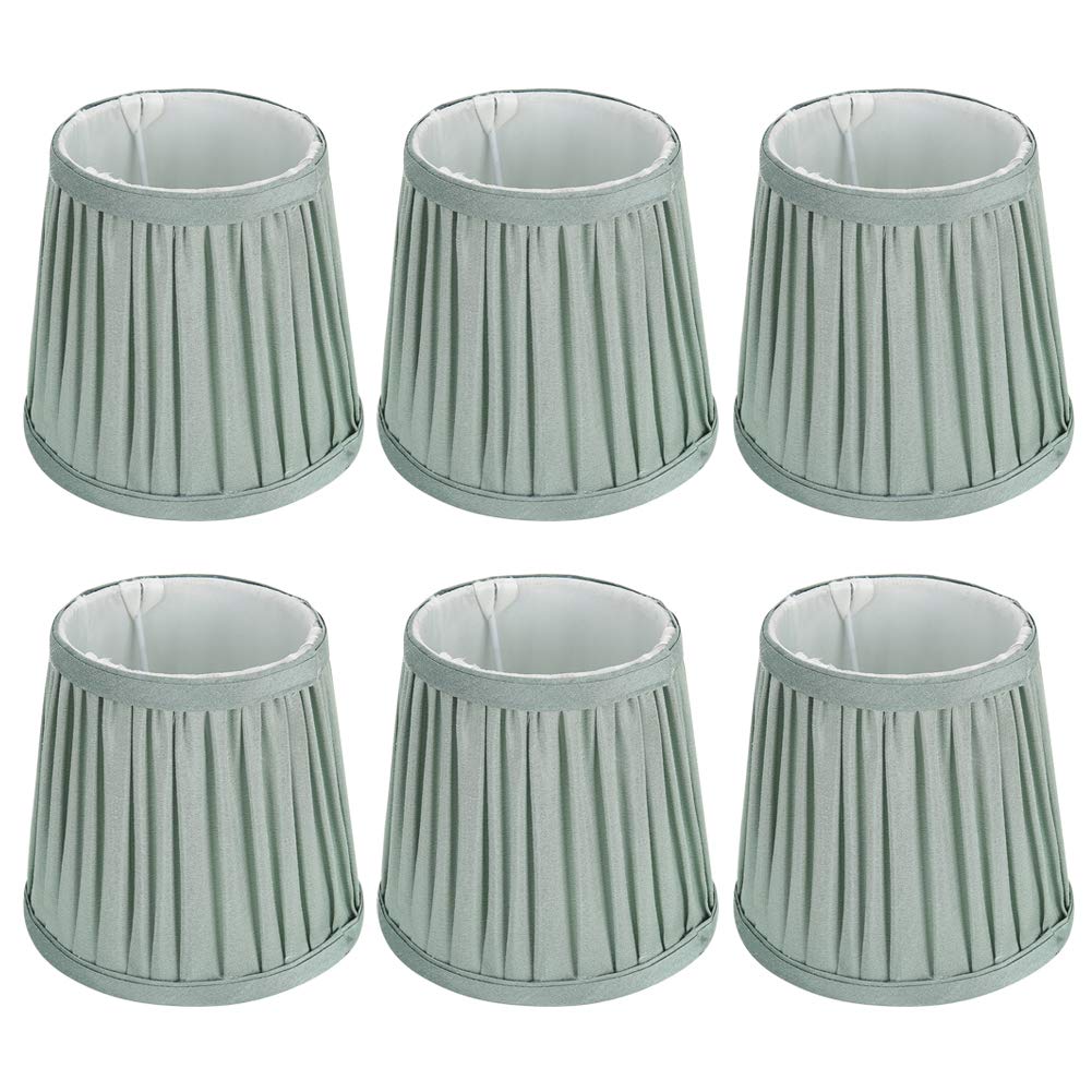 Set of 6 Clip On Lamp Shade Kit, Candle Chandelier Drop Light Lampshade Decorative Trim Chandelier Lampshades Barrel Lamp Cover for Table Lamp, Wall Lamp, 5.9x5.5x4.3inch