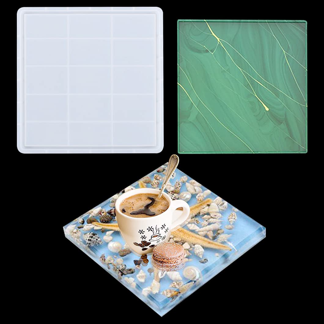 Rolin Roly Large Square Tray Silicone Mold, Epoxy Coaster Mould,Plate Resin Moulds, Dish Casting Mould for DIY Crafts, Jewelry Cosmetic Fruit Snack Holder Mold and Home Decoration.
