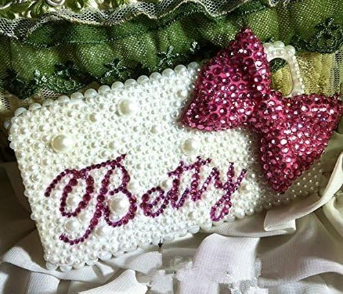 Personalized iPhone 8 Case Ribbon Crystal Monogram Ivory Pearls Phone Cases iPhone 7 iPhone7 Plus Custom iPhone 6/6s Plus Case