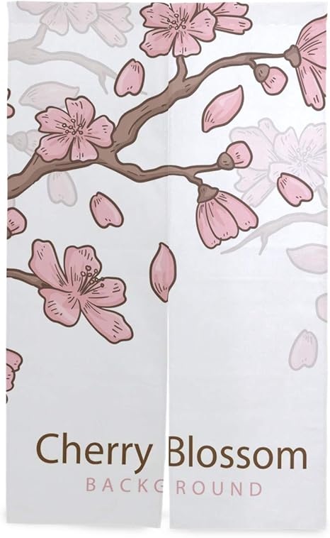 Amazon のれん おしゃれ 目隠し 暖簾 ロング カーテン 遮光 薄桜 かわいい桜 さくら ピンクキッチン 窓 リビング 出入り口 幅86cm X 丈143cm 突っ張り棒付き のれん オンライン通販
