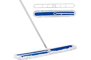 Nosiny 60 Inch Commercial Dust Mop Floor Sweeper with Cotton Mop Head and Stainless Steel Handle Reusable Microfiber Dust Mop for Marble Hardwood Tile Mall Office Garage Warehouse Factory (1)