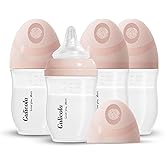 Gulicola PP (NOT Glass) Baby Breastfeeding Bottles Newborn Set 4 Pack, Extra Slow Flow Nipples, 0 Months +, 5 oz - Pink
