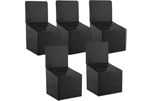 MY CHARITY BOXES Raffle Ticket Box Donation Collection Ballot Box Reusable Sturdy thick Cardboard Box with Slot comment Suggestion Box With Removable Header 6H x 6W x 6D, Display area 6H x 6W(Black 5 pack)