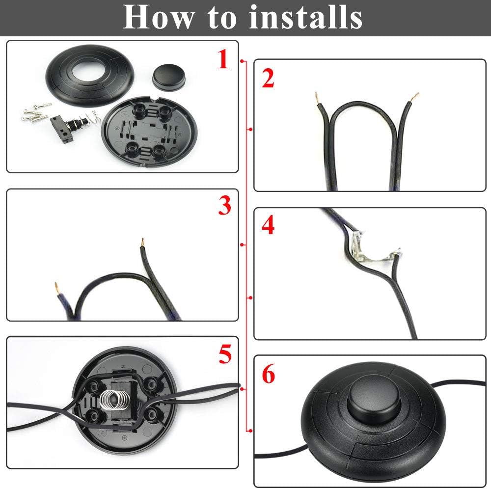 2Pcs Foot Switch for Lamp Foot Push Switch Round Inline Foot Switch