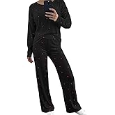 CHICME Womens Pajamas Sets 2 Piece Long Sleeve Lounge Set Heart Print Loungewear Loose Pants Pj Sets Spring 2026