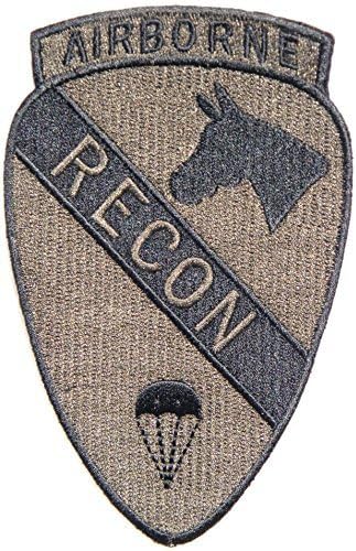 3.5"x 5.5" AIRBORNE RECON Paratrooper Calvary Cavaly USAF US Army Military Logo Shield Jacket Uniform Embroidered Sew Iron on Patch