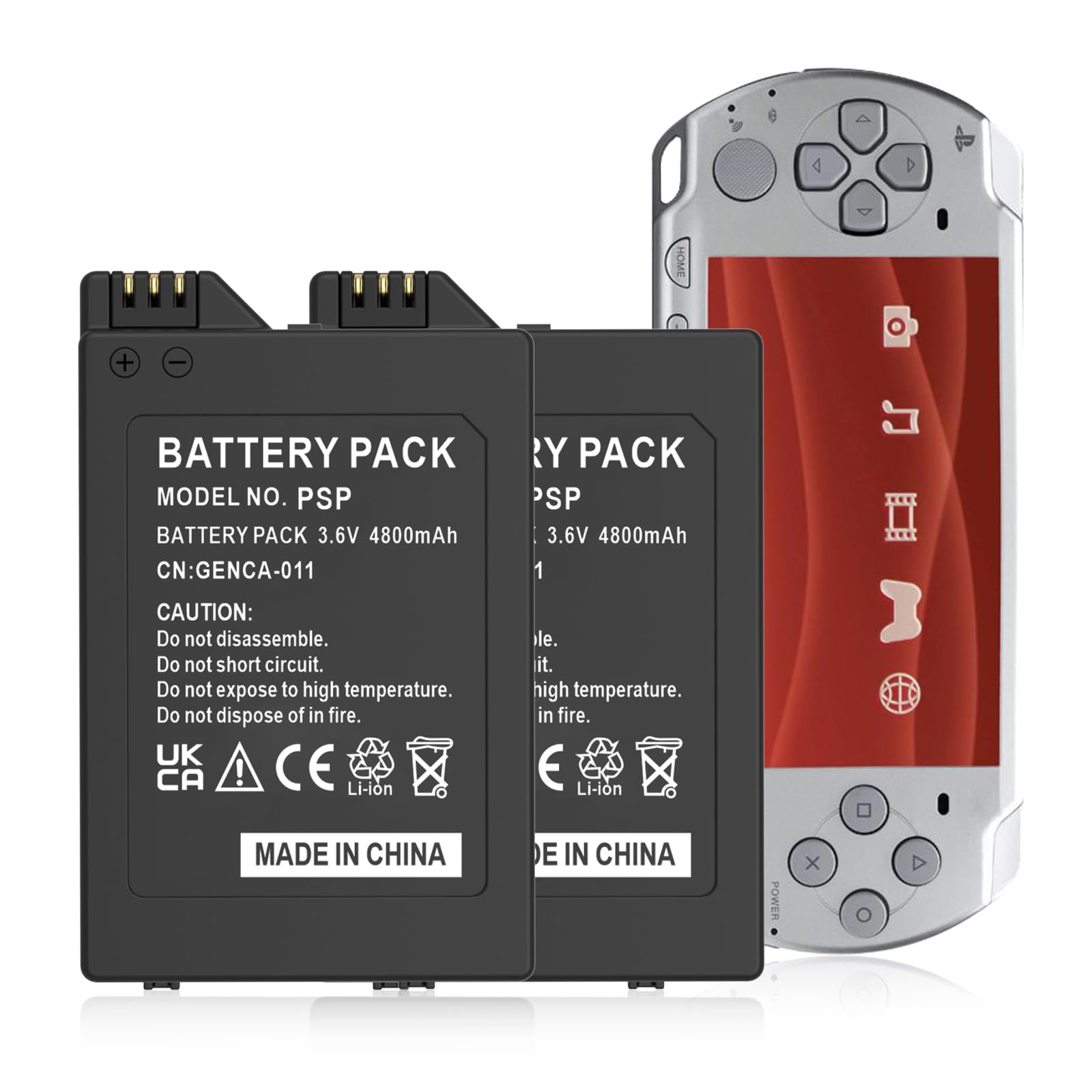 PFHL 2-Pack PSP3000 / PSP2000 Battery, (2026 New Version) 4800mAh Ultra High Capacity Li-ion Replacement Battery for Sony PSP 2001/3001, PSP-S110 Console