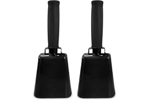Deke Home - 7-Inch Steel Cowbells Noise Makers (2-Pack), Loud Cheering Bell for Sporting Events, Football Games, & Parties, Cow Bell Musical Instrument for Drummers, School Spirit, Competitions