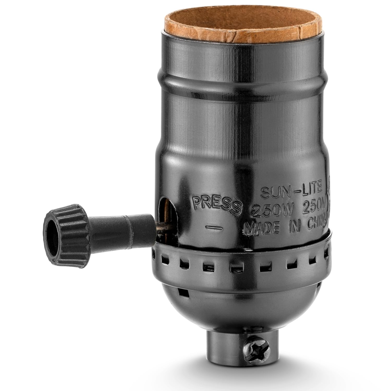 Photo 1 of 3 Way Dimmable Socket Kit - E26 Base, Turn Knob for Low-Medium-High Light Settings, Switch Kit for Table & Floor Lamps Repair (Black)