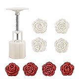 FOYWOTI Mooncake Mold, 4 Roses, 4pcs, DIY Mooncake