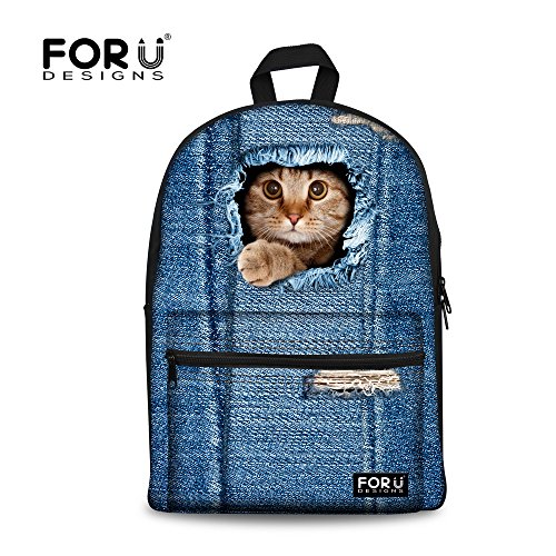 FOR U DESIGNS Cute Cat Dog Print Laptop Bag/Shoulder Bag/School Backpack for Kids
