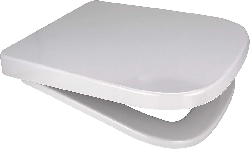 Euroshowers 87370 V20 Rounded Square Toilet Seat Soft Close White Top Bottom Fix
