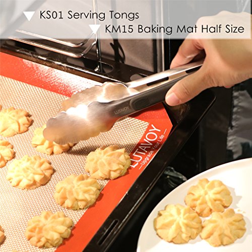 LUTAVOY Salad Tongs BBQ Serving Tongs Kitchen Locking Tongs for Cooking,2 Packs 9"&12" (KS01),FDA approved, No toxic, Diswasher Safe