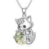 PROESS Cat Necklace with Moss Agate Sterling Silver