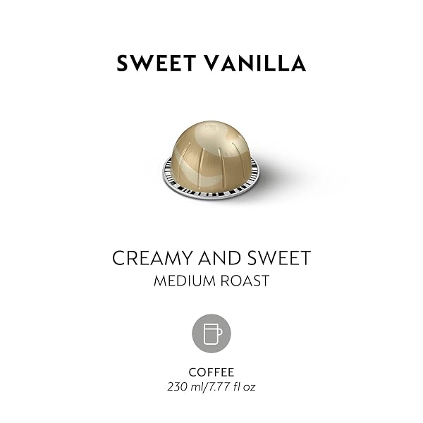 NESPRESSO CAPSULES VERTUO, SWEET VANILLA, MEDIUM ROAST COFFEE, 30 COUNT COFFEE PODS, BREWS 7.8OZ.