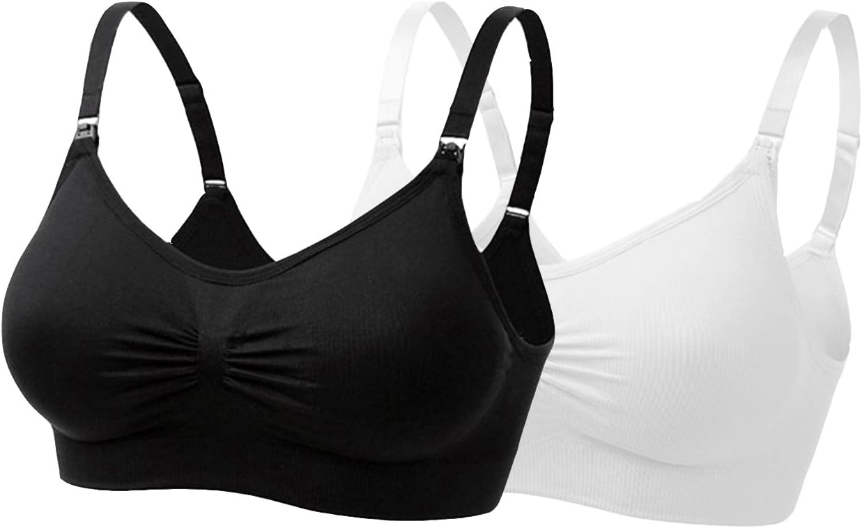 UtopyaUK® Single or Double Pack Seamless Nursing Maternity Bra Padded Breastfeeding Drop Cup Sleep Comfortable Comfort Bra Crop Top Wire Free
