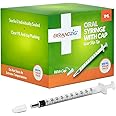 1ml Syringe with Cap (100 Pack) | Oral Dispenser Without Needle, Luer Slip Tip, | Sterile Individually Wrapped Medicine Dropper for Infants, Pets and Colostrum Collector