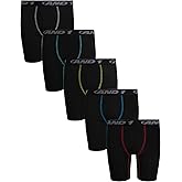 AND1 Boys Boxer Briefs - 5 Pack Performance Long Leg Boys Underwear Boxers with Functional Fly Pouch, 6" Inseam (Size: 6-18)