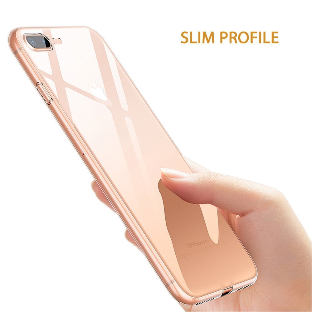 IPhone 7 plus case IPhone 8 plus case Slim crystal clear silicone cover Transparent Premium TPU Soft Rubber Silicone Durable shock Bumper waterproof protective [Support Wireless Charging]