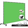 Shirtal 7x10ft Green Screen Backdrop with Stand,Movable Backdrop Stand with Wheels Greenscreen Background for Streaming,Studio Video Recording,Zoom Meeting,Party