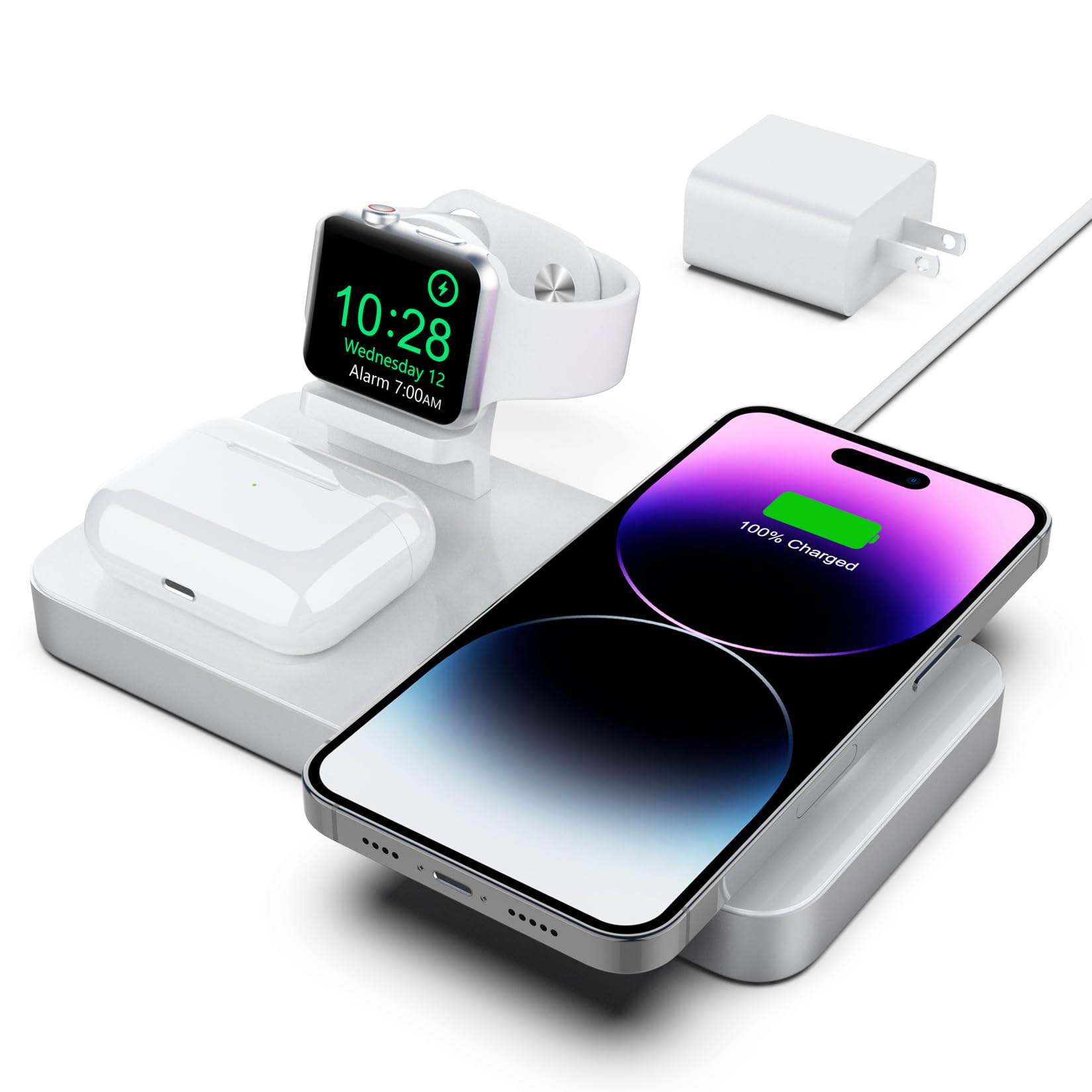 Magnetic Wireless Charger, Boaraino 3 in 1 Charging Station with USB-C Port (PD 18W) for iPad Compatible with iPhone 12/12 Pro/12 Pro Max/12 Mini, Apple Watch 6/SE/5/4/3, Airpods 2/Pro (with 45W PD Adapter)
