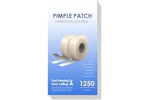 Pimple Patches for Face (1250 Count), Waterproof & Cut-to-Size Hydrocolloid Roll Tape, Absorb Gunk, Fast Healing & Hypoallerg