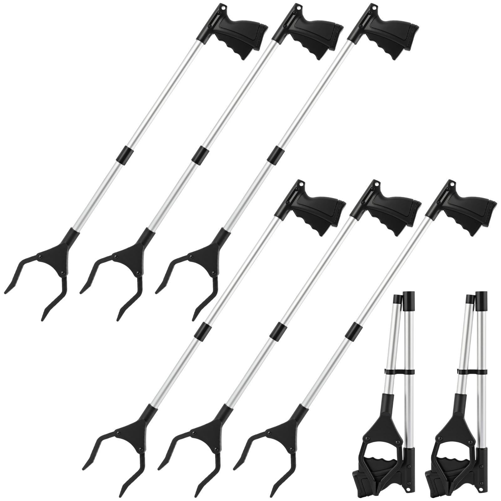 Photo 1 of Ctosree 8 Pack 32" Trash Grabber Reacher Tool for Elderly, Foldable Litter Picker Upper, Lightweight Trash Pick up Stick, Long Handy Mobility Aids for Home Garden Arm Extension(Black)