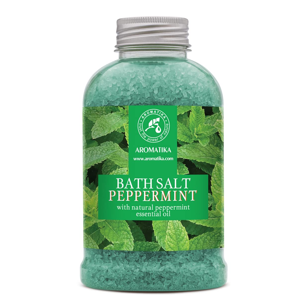 AROMATIKA Peppermint Bath Salts with Natural Essential Oil – 600 g Aromatherapy Bath Soak for Muscle Relaxation, Good Sleep & Stress Relief, Refreshing Bath Salts for Body Care & Home Spa, Gift Idea