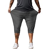 Hidkat Men's Capri Pants 3/4 Long Jogger Sport Shorts,Workout/Gym/Yoga/Beach Shorts Quick Dry with Zipper Pockets