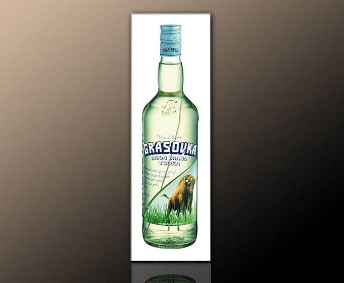 Wodka Vodka Barbild - Keilrahmen Wandbild (Grasovka 30x90cm) Wodka auf ECHTER Leinwand gerahmt -ideale Wand deko für Gastrono