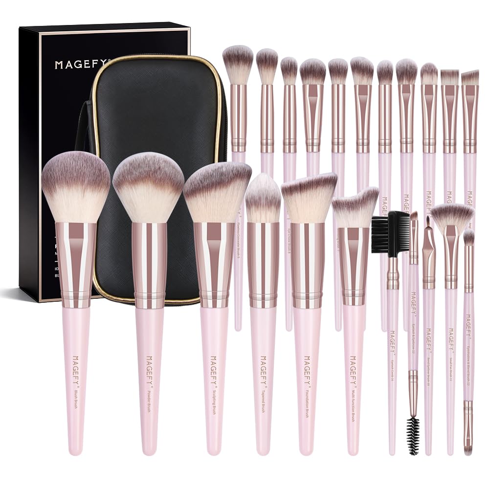 Makeup Brush Set 22 Pcs Professional Makeup Brushes Foundation Blush Angle Eyeliner Blending Concealers Eyeshadow Brush Premium Synthetic Brush Kit with Bag