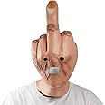 Autek AUTEK Creepy Fingers Mask Novelty Middle Finger Party Mask Halloween Costume Latex Mask Latex Full Head, White