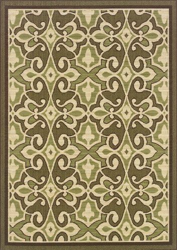 Granville Rugs Monterey Indoor/Outdoor Area Rug, Green/Cream/Brown, 6' 7 x 9' 6""