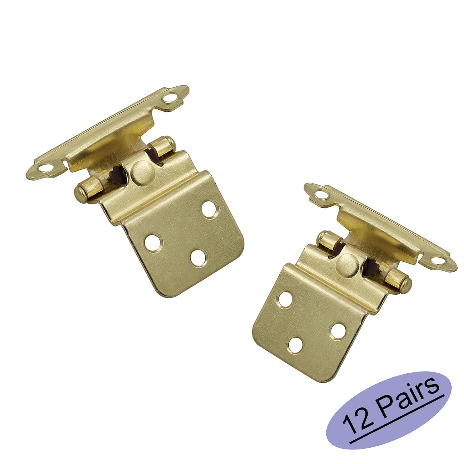 goldenwarm 3/8'' Self Closing Kitchen Cabinet Hinges Brass Cabinet Hardware Hinges Inset - SCH38BB Cabinet Door Hinges Face Mount Bathroom Cabinet Hinges for Drawer,Pairs of 12