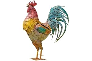 Loyilat Metal Rooster Garden Statues & Sculptures Garden Courtyard Decor Chicken Yard Art Decor Standing Animal Ornament for Backyard Patio Kitchen Decorations (Not 3D) (A)