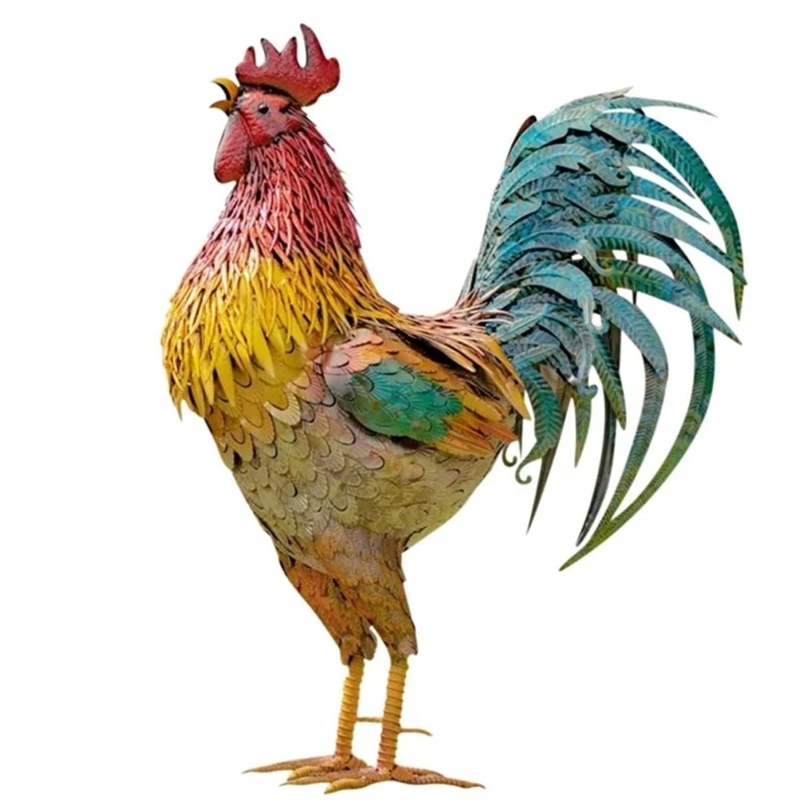 21” Tall Indoor/Outdoor Tropical Metal Rooster Yard Statue Decoration,Chicken Decorations, Metal Chicken Sculpture for Backyard Patio Kitchen Decor & Lawn Ornaments (2025)