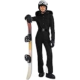 Yousify Womens Ski Suit One Piece Snowsuit Onesie Waterproof Windproof Ski Jacket Snowboard Sports Slim Jumpsuits Outerwear