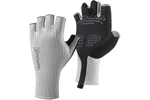 LJCUTE Fingerless Fishing Gloves for Men Women, Sun Protection & Breathable Cycling Gloves for Kayaking, Bike, Workout, Hunting