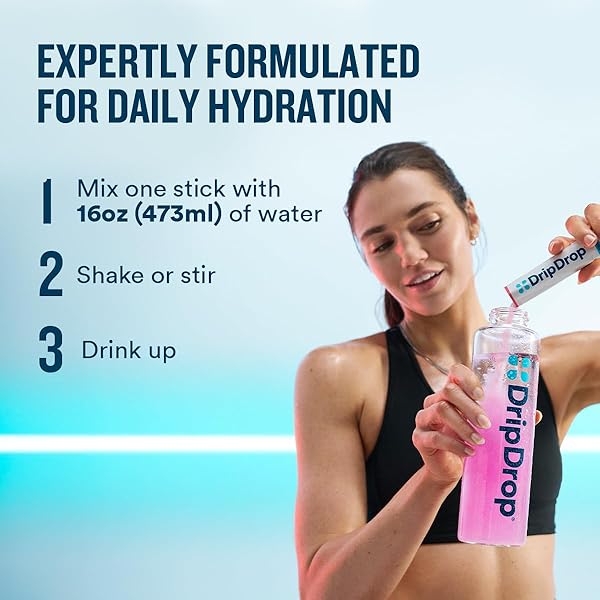 DRIPDROP ZERO SUGAR PLUS – SUGAR FREE HYDRATION PACKETS – SINGLE SERVE ELECTROLYTES POWDER DRINK MIX – RASPBERRY LEMONADE, WATERMELON, TANGERINE, TROPICAL PUNCH – NON-GMO, VEGAN- 8 STICKS