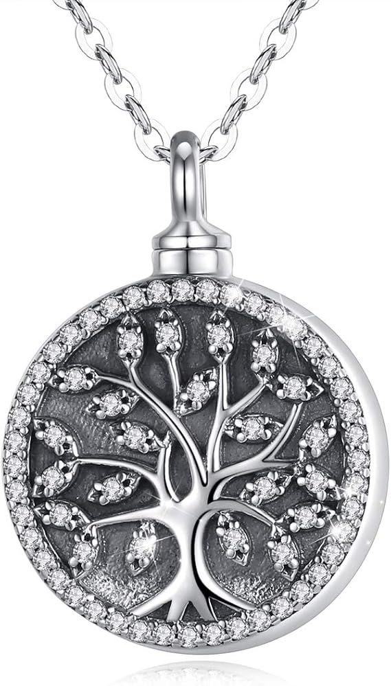 Eusense Cremation Necklace for Ashes Sterling Silver, Tree