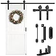 Arti-Life Sliding Barn Door Hardware Kit 6.6 FT Heavy Duty-Smoothly and Quietly- Easy to Install with Adjustable Floor Guide, Door Hook and 2 Handles - Fit 1 3/8-1 3/4" Thickness(I Shape Hanger)